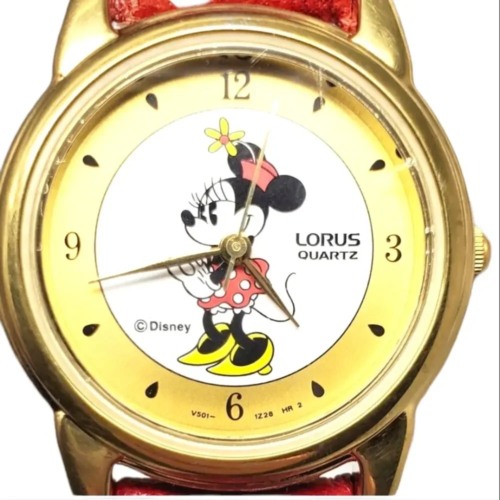 Disney X Lorus Minnie Mouse Gold Quartz Watch Vintage Rare H2F